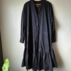 LIKE NEW BITTE KAI RAND 1981 SCANDINAVIAN BLACK OVERSIZED BUTTONED MAXI DRESS L